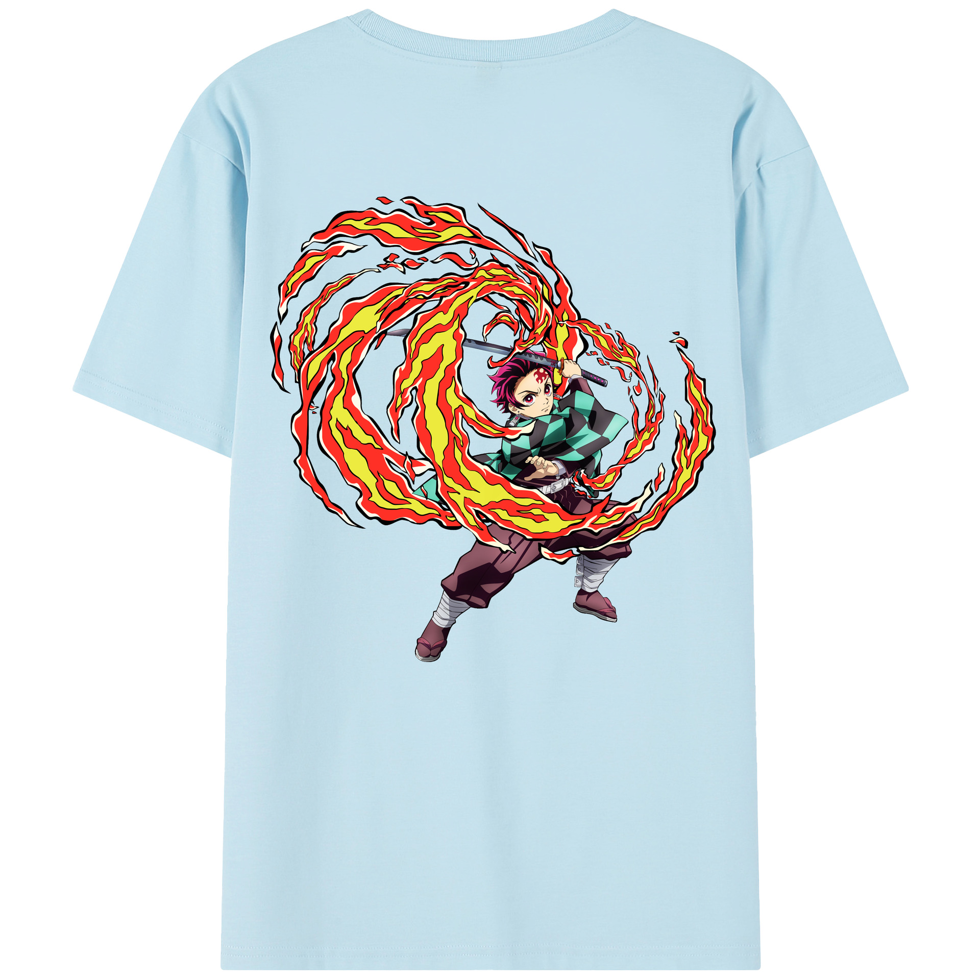 （画像用） 鬼滅の刃 竈門 炭治郎／かまど たんじろう Kamado Tanjirou 綿100％半袖Tシャツ（背面プリント）